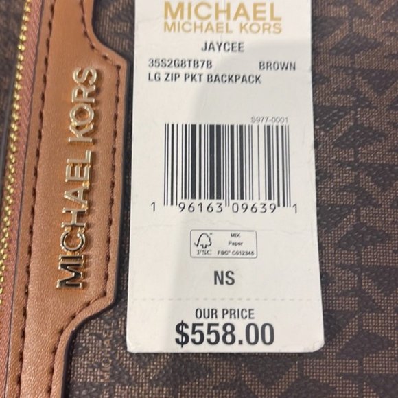 Michael Kors Jaycee Large Zip Pocket Backpack Brown - Picture 13 of 16